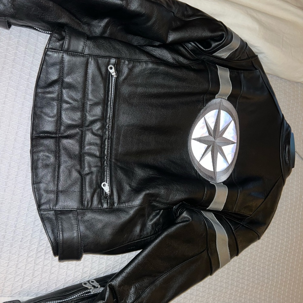Womens Star leather motorcycle jacket.